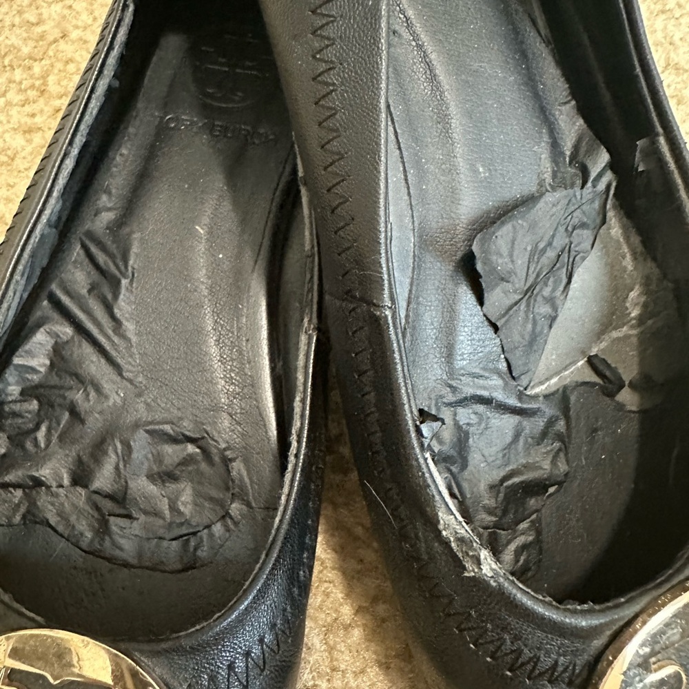 Black Flats with Gold Emblem - Picture 2 of 5